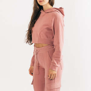 Streetwear Hiver Crop Drop Shoulder Oversize Hoodies pour les femmes Design personnalisé coupe ample avec tissu polaire chaud respirant - Product Image 4