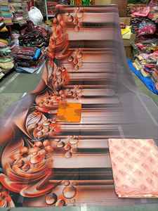 Para tejido de gasa de algodón impreso técnica Digital estilo africano peso medio antiestático conjunto de ropa Regular para mujer-camisa - Product Image 3