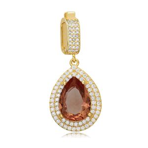 Diseño de pera Sultanite CZ Dangle Charm para brazalete Plata de Ley 925 Joyería artesanal al por mayor - Product Image 3