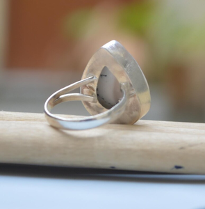 Conjunto de bisel de Plata de Ley 925 de ópalo dendrítico natural, anillo de declaración bohemio, joyería de piedras preciosas naturales exquisitas para elegancia - Product Image 4