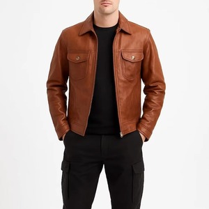 Chaqueta de Cuero para Motocicleta al por Mayor, Chaqueta de Moda Personalizada, Ajustada, para Hombre, con Marca OEM - Product Image 1