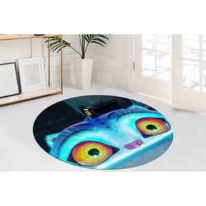 Tapis rond mignon avec motif de chat d'anime, tapis d'animaux de dessin animé imprimé numériquement, tapis fin non tissé - Product Image 3