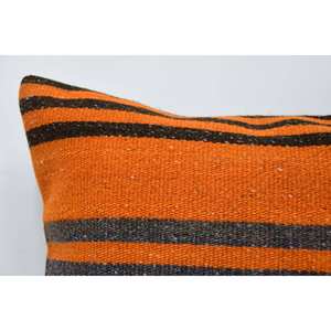 หมอนขนสัตว์16x16นิ้วหมอนผ้าทอลายทางสีส้มผ้าลายทางเล็กๆแบบพกพาลายดอกไม้สไตล์วินเทจ - Product Image 2