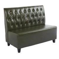 Banquette classique capitonnée en cuir PU noir, style banquette de salon commerciale, mobilier rembourré pour restaurant, bar, café