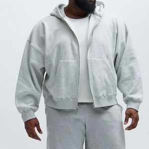 Sweat à capuche pour homme avec fermeture zippée et poches avant en polaire douce fermeture éclair prix de gros sweat à capuche réglable de couleur unie Logo personnalisé 2026 - Product Image 5