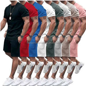 Ensemble short et t-shirt à manches courtes en polyester pour homme, taille plus, 2 pièces, ensemble short d'été pour homme - Product Image 3