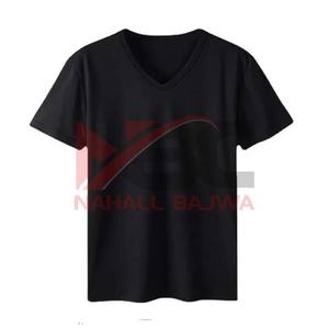 T-shirt en coton uni à col en V pour hommes Vêtements de gym ajustés unis sur mesure. - Product Image 5