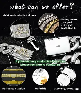 Nueva Cadena Cubana de Lujo HipHop de 22mm con Moissanita Iced Out, Plata de Ley S925 Bañada en Oro Rosa, Eslabones Elevados, para Hombre, Estilo Bling - Product Image 3