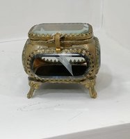 Les mieux notés meilleure vente dernière conception boîte en verre bordure en laiton biseauté verre stockage bijoux anneau et boucle d'oreille souvenir boîte Antique
