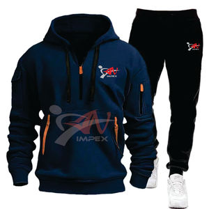 Survêtement de sport de haute qualité pour hommes en deux pièces en polaire, logo personnalisé, jogging avec col à capuche - Product Image 5