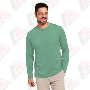 T-shirt en jersey de coton à manches longues pour homme Heritage, écologique, confort estival, appliques disponibles, denim, batik, velours côtelé, perles - Product Image 1