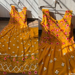 Anarkali Kurti de trabajo hecho a mano indio-pakistaní con pantalón traje cosido completo de dos piezas para mujer - Product Image 5