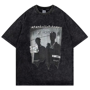 เสื้อยืดผู้ชายพิมพ์ลาย3D สะพายไหล่แนววินเทจเสื้อยืดผู้ชายผ้าคอตตอนทรงโอเวอร์ไซส์พิมพ์ลายสกรีน - Product Image 3