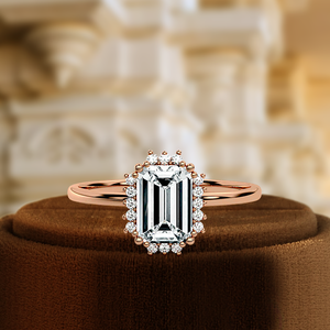 Bague de fiançailles en grappe de diamants de laboratoire taille émeraude 1CT Style classique Or 14K IGI Certifié E/VS1 Incrustation Setting Wedding Party - Product Image 3