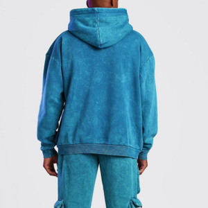 Sweat à capuche homme de luxe personnalisé 100% coton délavé à l'acide fermeture éclair Style vintage solide sublimé marque privée pour l'hiver salle de sport - Product Image 2