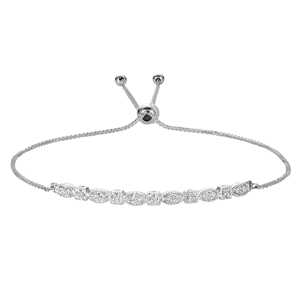 Brazalete de Oro Blanco de 14K con Diamantes Marquise y Punto, 0.26ct, Elegantes Brazaletes de Diamantes - Product Image 1