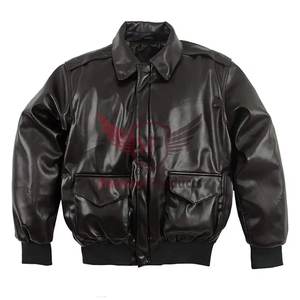 แจ็กเก็ตหนังแท้ของผู้ชายที่มีกระดุมข้อมือ-หนาอบอุ่นคอปกพับลงกระดุมปิดกระเป๋าด้านหน้า2ช่อง - Product Image 1