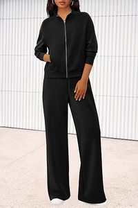 ชุดสเวตเตอร์สำหรับผู้หญิง, ชุดสเวตเตอร์สัมผัสนุ่มสองชิ้นสำหรับฤดูหนาวสไตล์สตรีท - Product Image 3