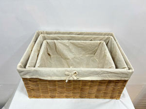 Ensemble de paniers en rotin rectangulaires écologiques fabriqués à la main classiques pour un rangement supplémentaire dans le salon, la chambre ou la buanderie - Product Image 6