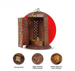 Wooden <b>Incense</b> <b>Stick</b> <b>Holder</b> Lobaan Daan Traditional Wooden <b>Incense</b> Burner with Ash Catcher Temple Pooja Puja Decoration Stand - Product Image 4