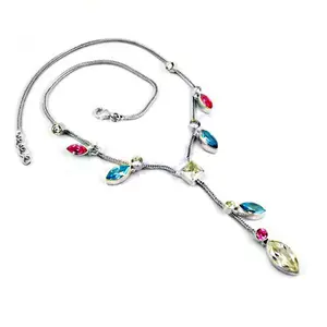 Collier tendance en argent 925 avec grenat, rubis, améthyste et émeraude, pour cadeaux et occasions spéciales pour femmes - Product Image 3