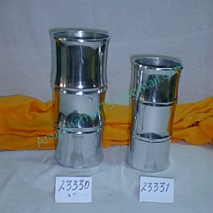 Juego de 2 Jarrones de Flores de Latón y Acero Inoxidable con Diseño de Caña de Azúcar - Centro de Mesa Grande y Pequeño para Bodas - Product Image 2