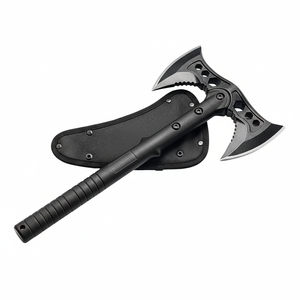 ขวานและขวานตีไม้ใบมีดคู่เหล็กกล้าคาร์บอนสูงอเนกประสงค์ ระดับอุตสาหกรรม พร้อมด้ามจับเหล็ก สำหรับการล่าสัตว์และตั้งแคมป์ - Product Image 4