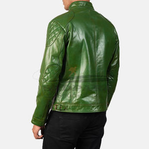 Veste extérieure chaude en cuir véritable avec support en toile Veste avant Hommes Hiver Mode Bomber Moto Style Personnalisé OEM Véritable Fourniture - Product Image 2