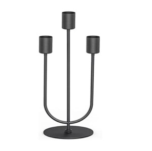 Table Decorative Three Light Iron <b>Candle</b> Taper <b>Holder</b> With <b>Black</b> Finished For Home Decoration Table Top <b>Candle</b> Stand . - Product Image 1