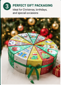 Custom Round <b>Christmas</b> Advent Calendar Box 12 Slice Shaped Triangle Gift <b>Boxes</b> Rigid Cardboard Blind Box Mystery Packaging - Product Image 4