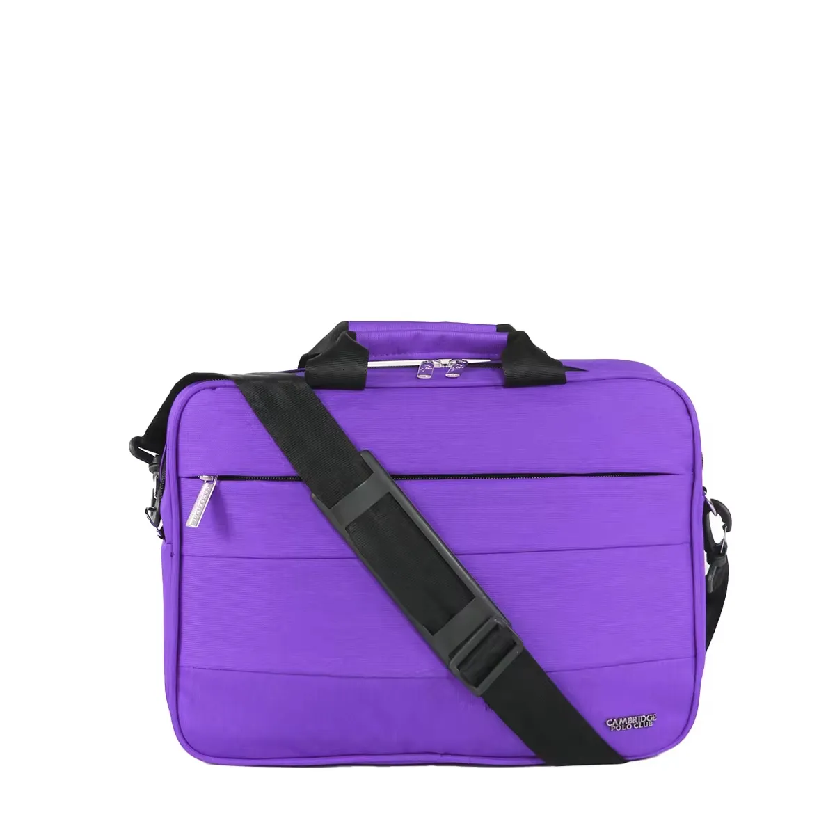 Purple Stylish Fabric Laptop and Document Bag with Zippered Pockets and Adjustable Detachable Strap High Quality Briefcase