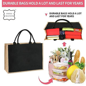 ถุงผ้าปอกระเจาสีดำพิมพ์ลายกำหนดเองผ้าใบเคลือบชายหาดและพีซีป่านพร้อมโลโก้สะพายไหล่ cus - Product Image 5