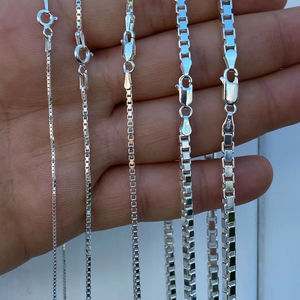 กล่องคลาสสิก925ทึบสร้อยเงินแท้ unisex เครื่องประดับแฟชั่นทันสมัยไม่มีเพชรสำหรับผู้ชายและผู้หญิง - Product Image 5