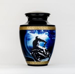 Urne funéraire de moto pour cendres humaines Urne funéraire en métal poli noir pour homme adulte Urne commémorative pour cendres humaines Urne de taille personnalisée - Product Image 4