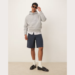 Pull gris personnalisable coupe ample pour hommes, vendeurs de vêtements en gros, sweats à capuche imprimés, commande en gros, Bangladesh, OEM/ODM - Product Image 4