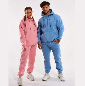 Conjunto de dos piezas personalizado unisex del fabricante, Sudadera con capucha de gran tamaño polar, chándales para correr a prueba de viento, técnica impresa - Product Image 4