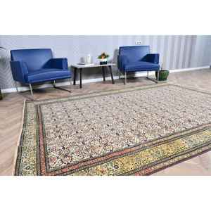 Alfombra Vintage de 6.4x9.1 pies, Alfombra Turca Grande, Alfombra con Puntos Amarillos y Azules - Product Image 2