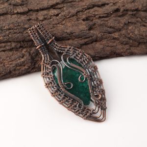 Collier pendentif tendance en émeraude de la mine de Sakota, taille poire, en fil de cuivre, argent oxydé, pour fête de fiançailles - Product Image 2