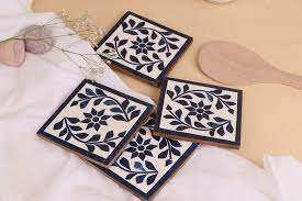 Premium Bone Inlay <b>Coaster</b> Set Luxury Handcrafted <b>Drink</b> <b>Coasters</b> Bone Inlay <b>Coaster</b> Set Decorative Tabletop Beverage Accessories - Product Image 4