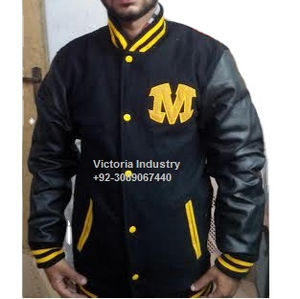 Nouvelle veste universitaire respirante et imperméable en laine avec manches en cuir, patchs en chenille de peau de vache, style universitaire, fermeture éclair, saison hivernale - Product Image 3