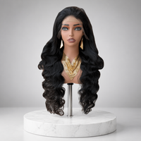 Perruques à fermeture en dentelle HD 13*4 sans colle, densité 200%, cheveux humains Remy, pré-épilées, noires naturelles