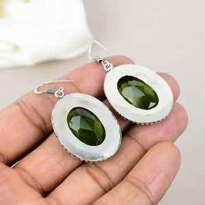 Plata de Ley 925 elegante forma de pera gota de piedras preciosas hecha a mano peridoto verde para mujeres niñas regalo perfecto encanto joyería - Product Image 4