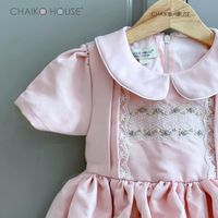 Robe Fille Keva Style Vintage pour Bébé Hiver Blanche Broderie Col Rond pour Noël Occasions Spéciales