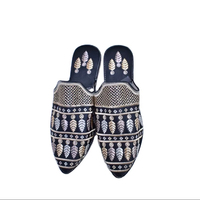 Tongs ouvertes en cuir tanné Moroccansoul pour femmes, dessus en tissu, semelle extérieure en caoutchouc, confortables pour usage intérieur, mariages, printemps, été, automne