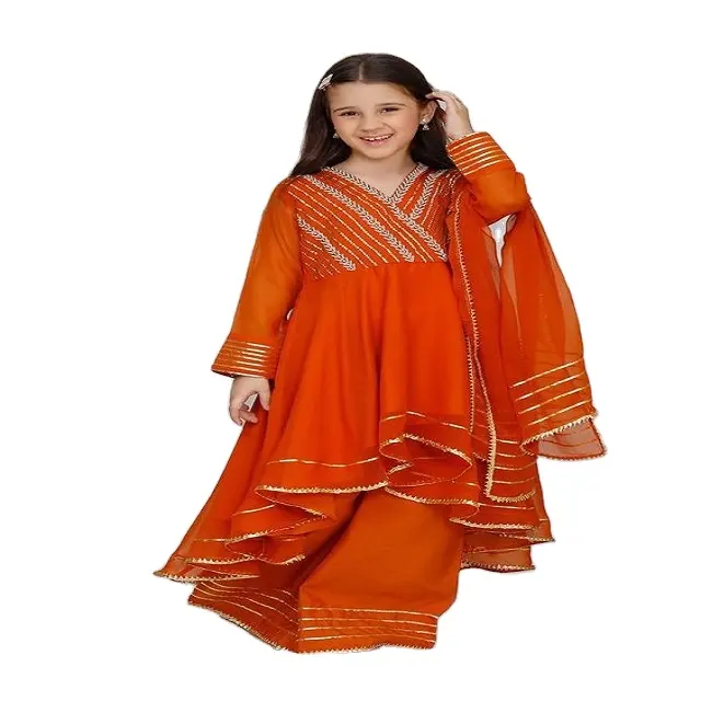 Roupa étnica indiana tradicional estilo girlish, para crianças, estilo anarkali, ocasionalmente