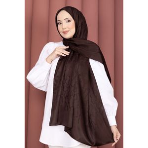 ชุดผ้าคลุมไหล่ลายแจ็คการ์ดสีน้ำตาลเข้มสำหรับชาวมุสลิม - Product Image 1