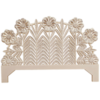 Décoration murale florale sculptée à la main en bois d'art, Tête de lit sculptée en bois d'ingénierie, Meuble de chambre en bois uniquement