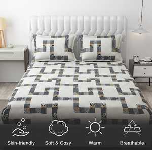 Ensemble de draps de lit 3 pièces en coton de qualité élégante Impression florale solide Style classique Confortable et idéal pour les cadeaux - Product Image 2