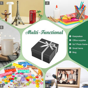 Fermeture cadeau magnétique noire avec couvercles pour tasses boîte en papier cadres photo souvenirs fournitures de bureau stockage de bijoux - Product Image 2