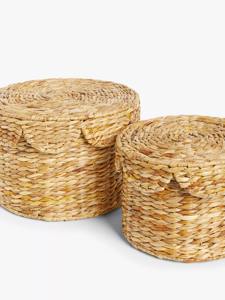 Ensemble de 2 paniers de rangement en jonc à bord festonné, panier de rangement fait à la main, vente en gros, écologique, fabriqué au Vietnam - Product Image 4
